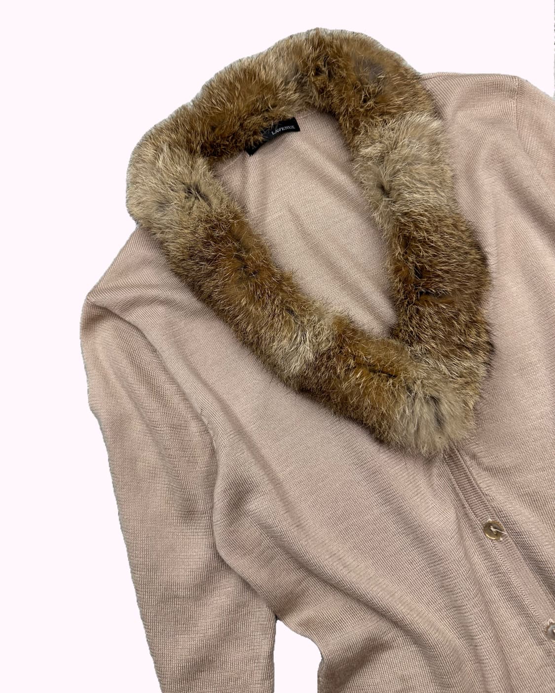 fur detail beige cardigan 상품이미지3