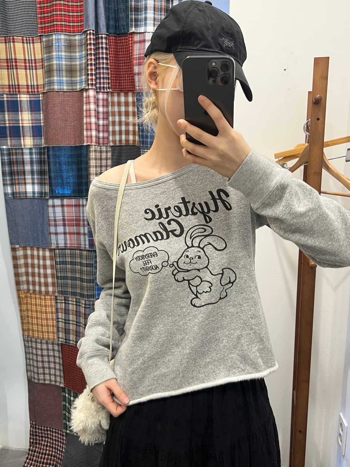 히스테릭글래머 버니 그레이 크롭 맨투맨 상품이미지1