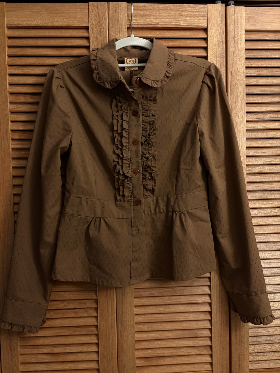 브라운 러플 셔츠 프릴 블라우스 상품이미지4