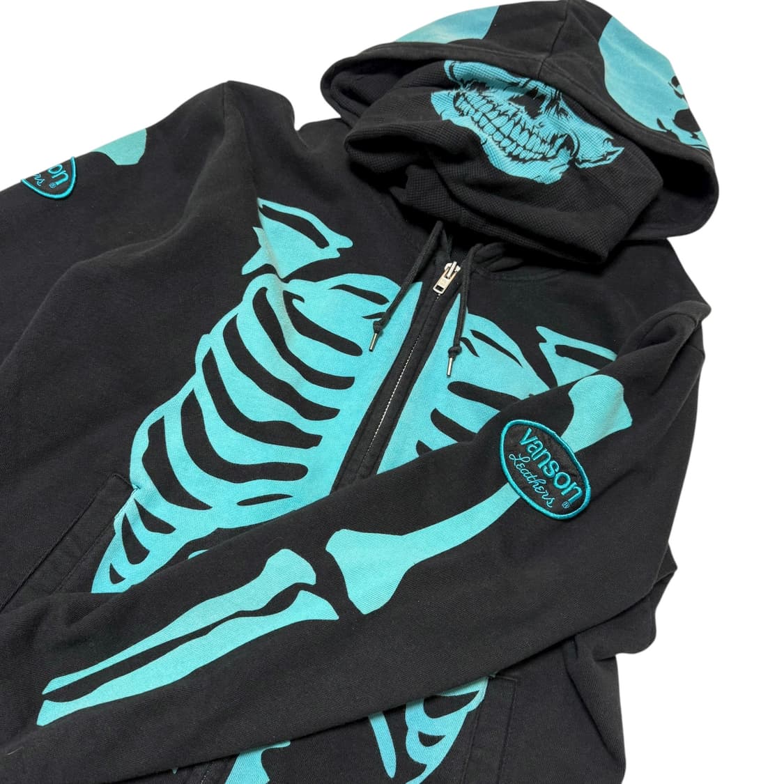 밴슨 레더 블랙 민트 워머 본 스켈레톤 후드집업 상품이미지4