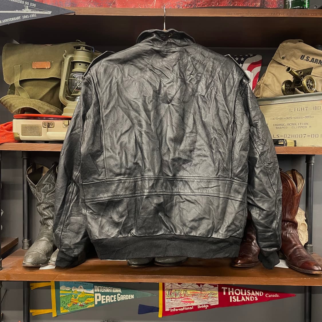빈티지 플라이트 봄버 쉐르파 내피 A2 리얼 레더 자켓 상품이미지2