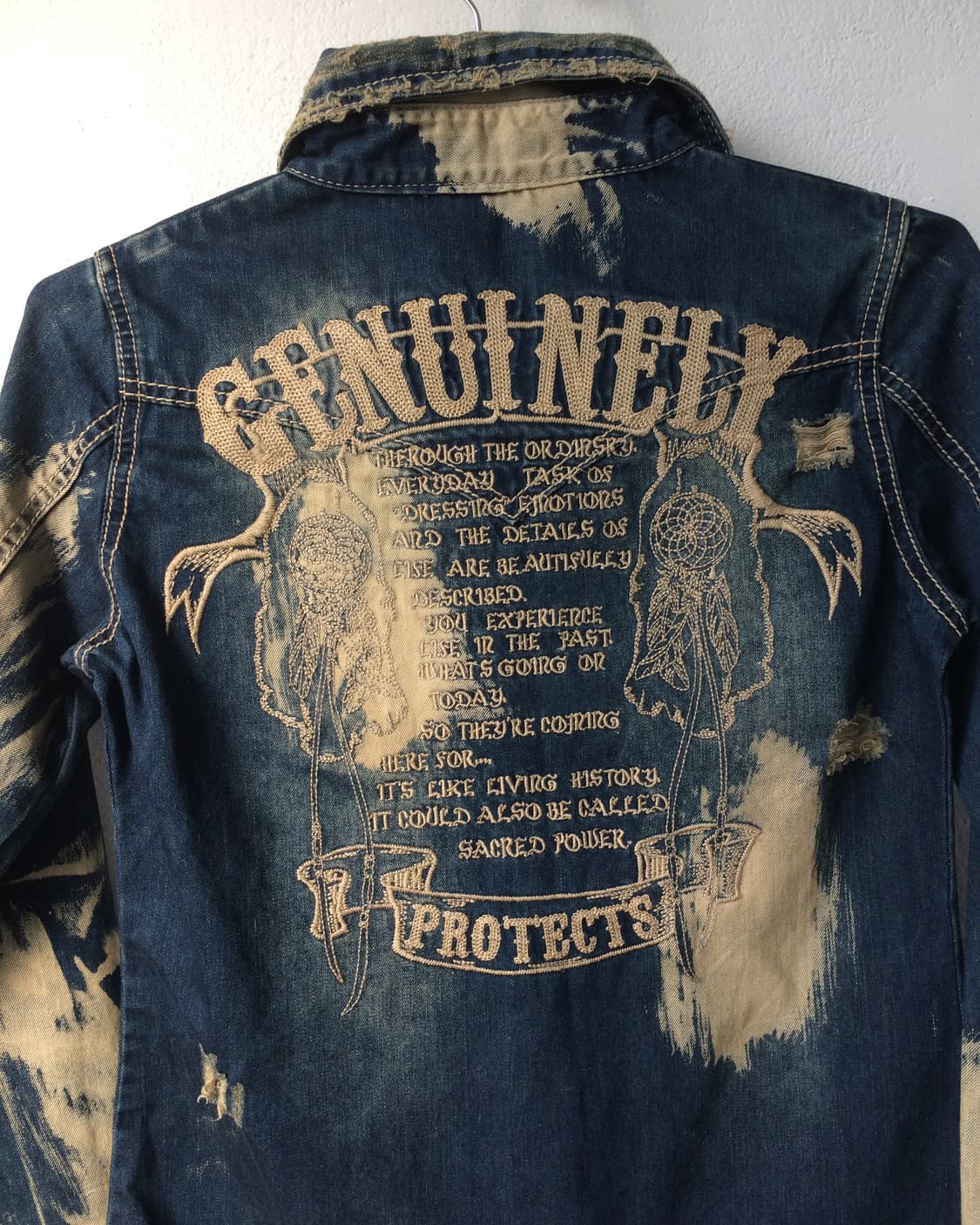 Back needle work washing denim shirt 상품이미지3