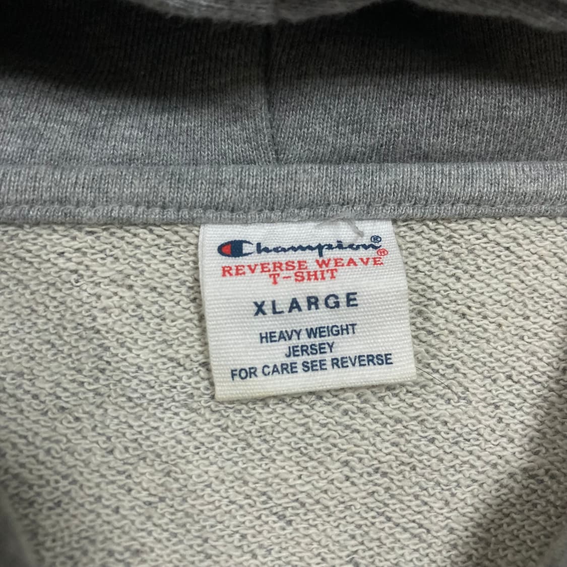 챔피온 리버스 위브 스몰 로고 그레이 후드 집업 상품이미지4