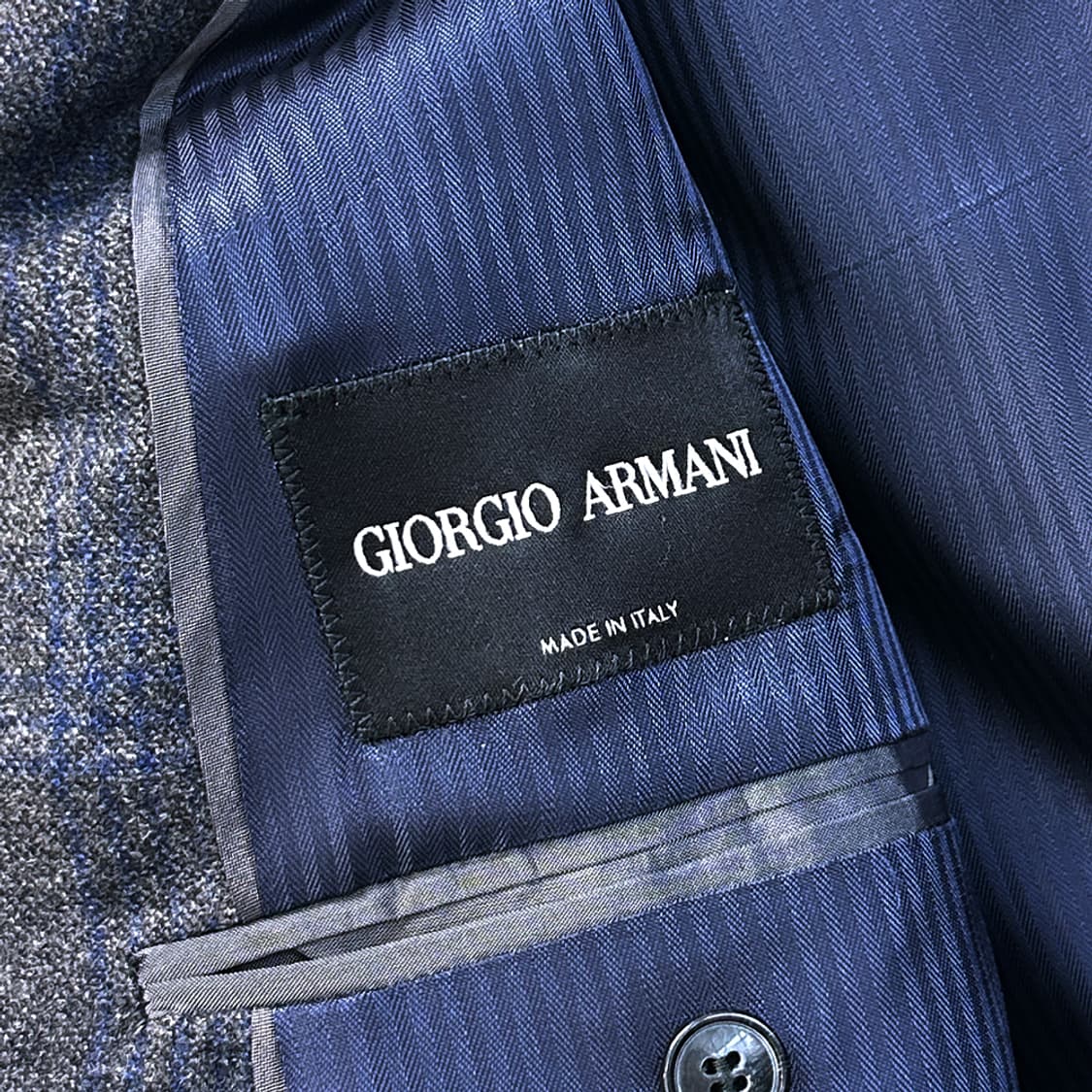 조르지오 아르마니 울 캐시미어 체크 블레이저 자켓 국내 매장판 남성 54 상품이미지5
