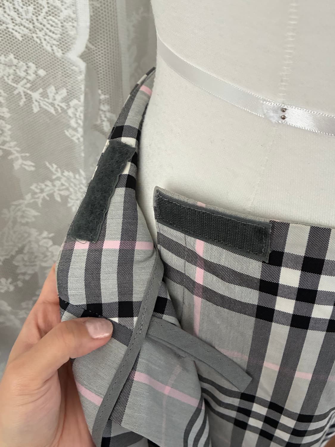 M) 00s 버버리 노바체크 버클 스커트 그레이 상품이미지4