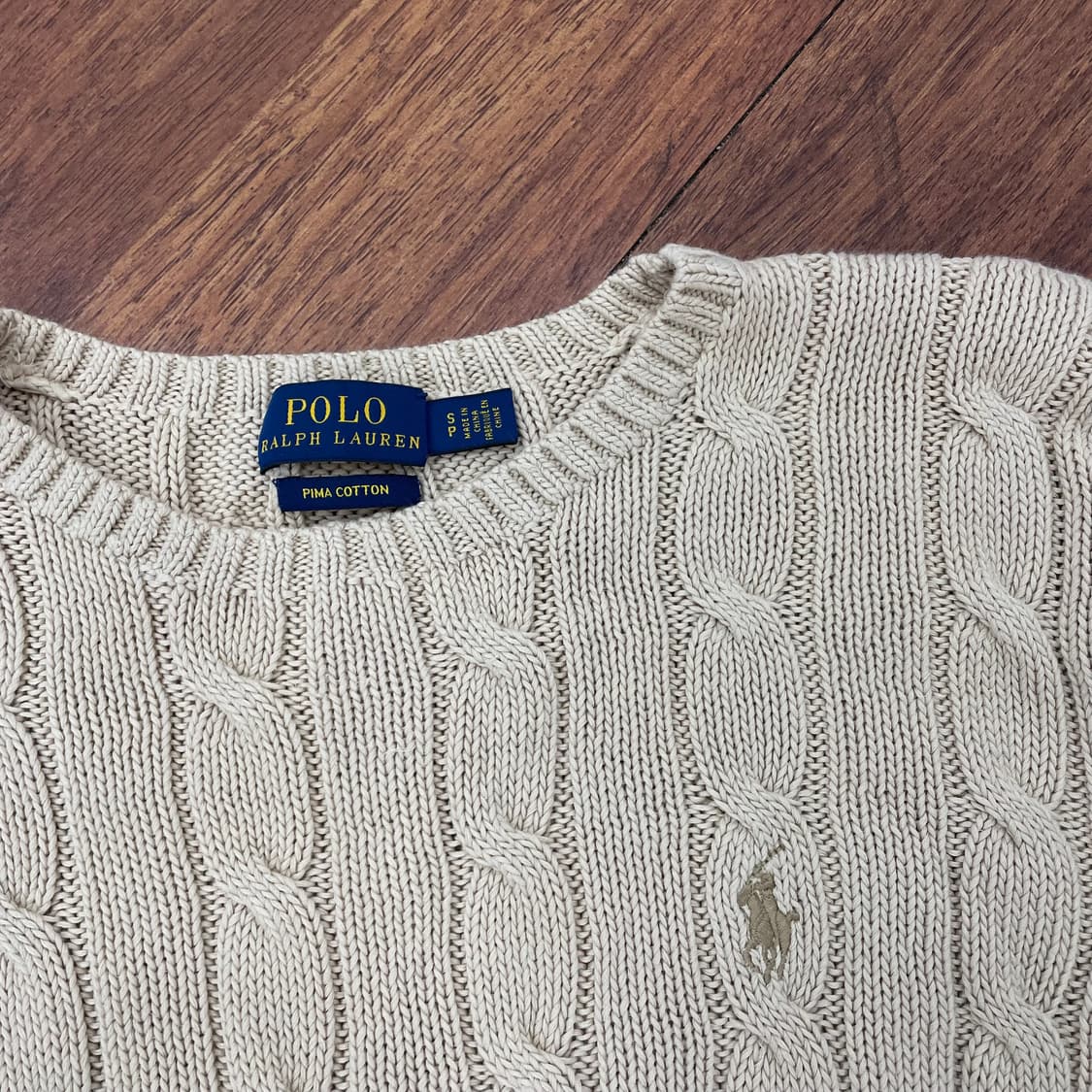 여성 폴로 연베이지 케이블 니트 상품이미지2