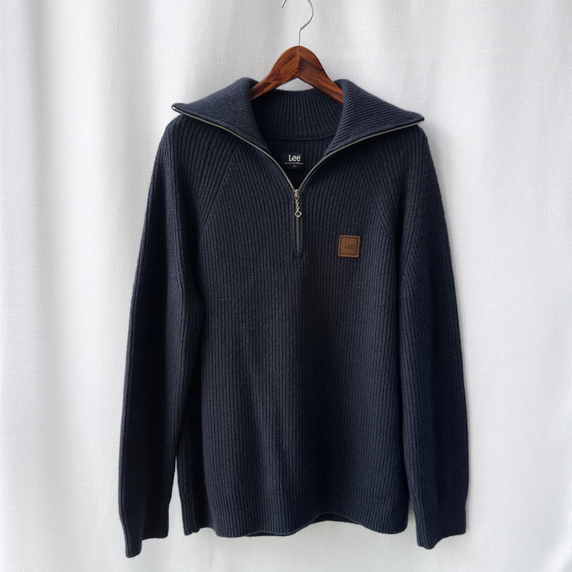 Lee 리 울혼방 하프집업 니트 네이비 L 상품이미지1