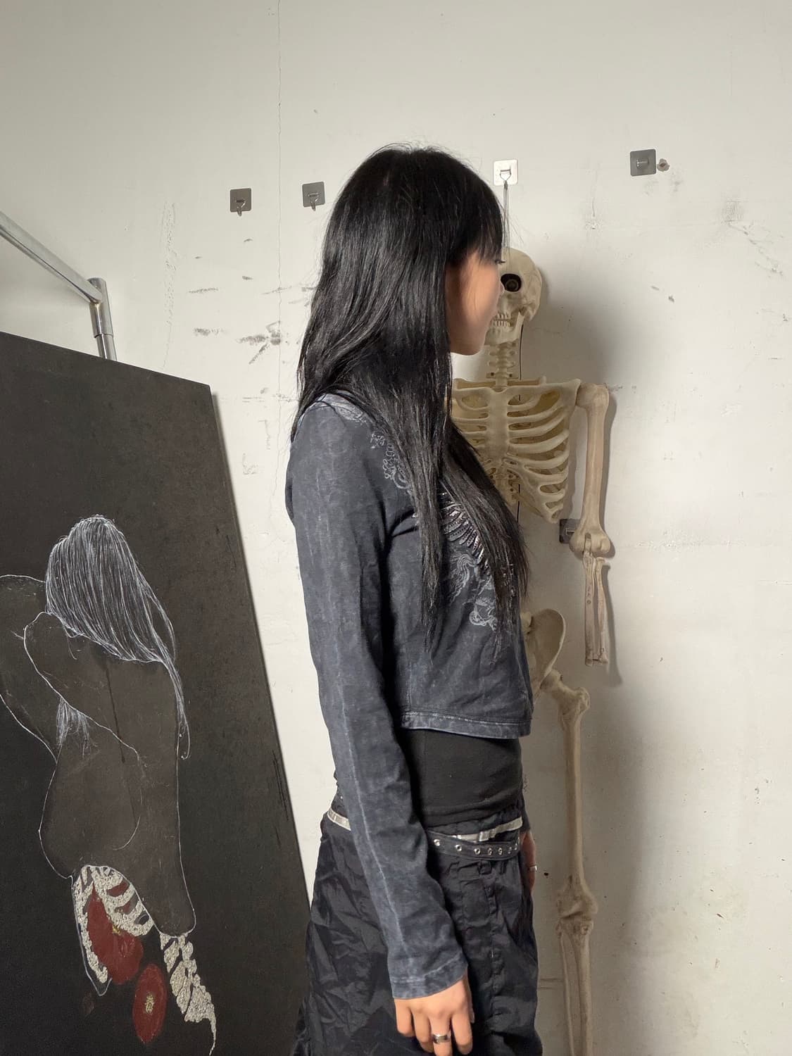 버카루 y2k 프린팅 크롭 롱슬리브 긴팔티 xs 상품이미지2