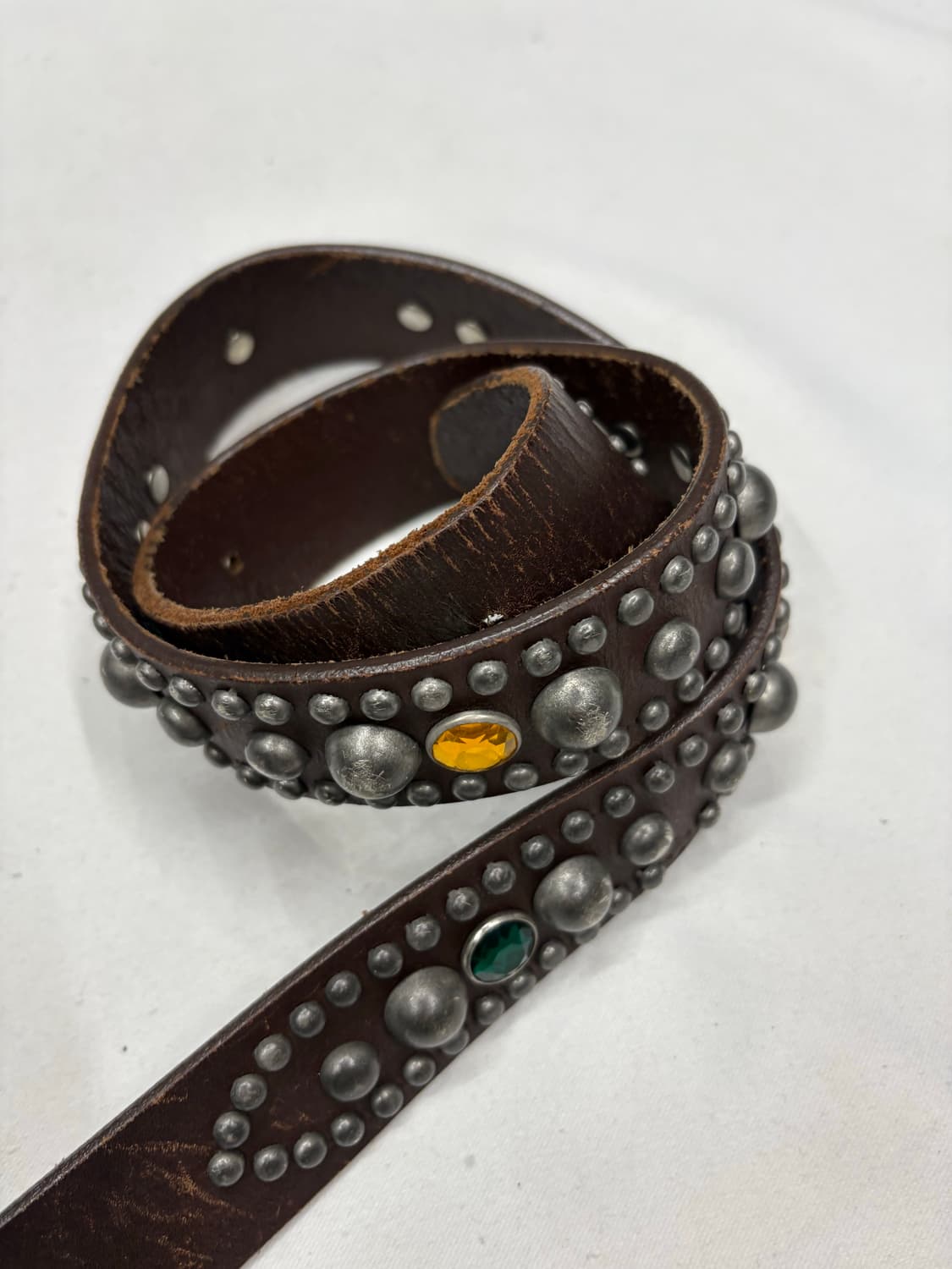 빈티지 리얼레더 큐빅 스터드 웨스턴 벨트 상품이미지4