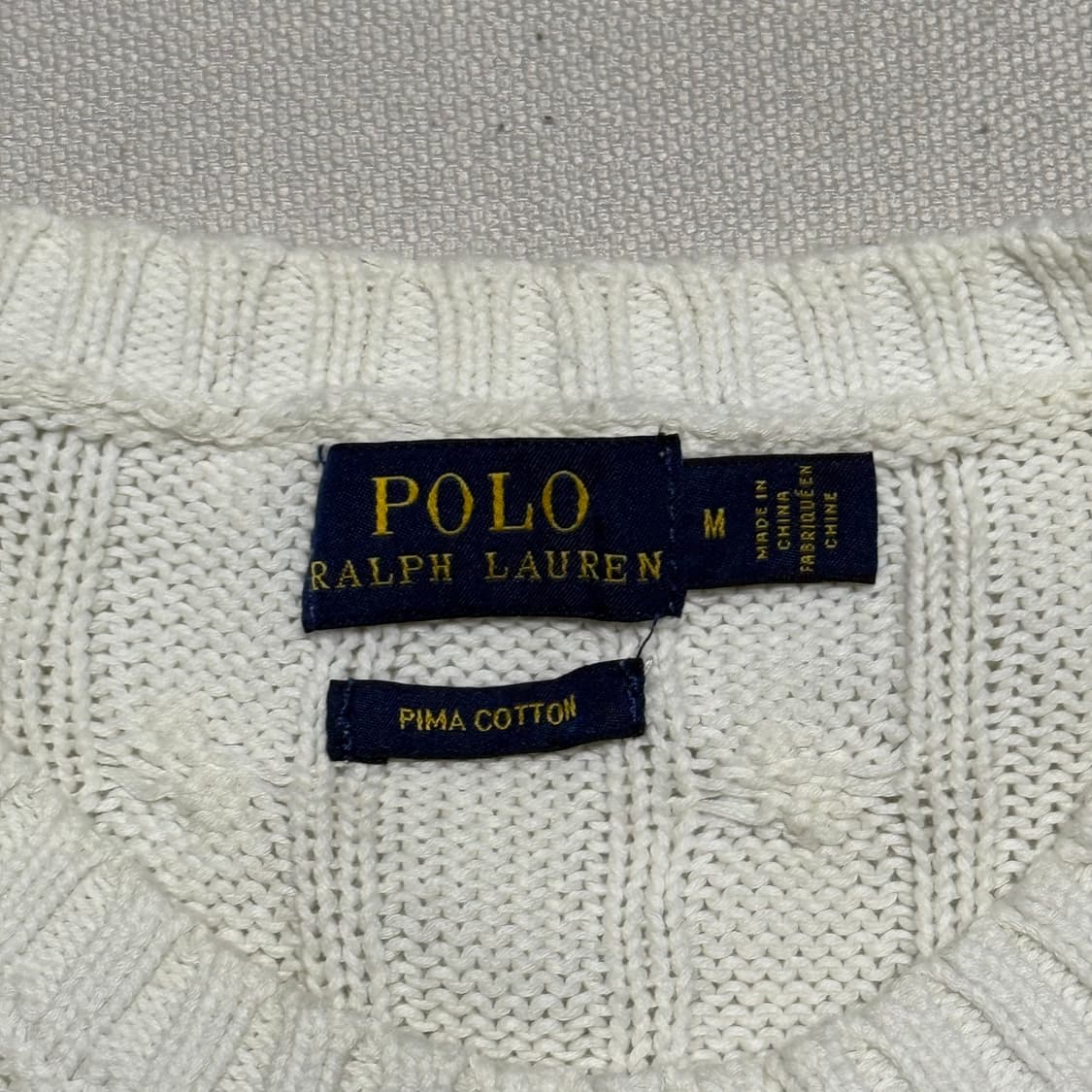 Polo Ralph Lauren 피마코튼 화이트 케이블 반팔 니트 상품이미지3