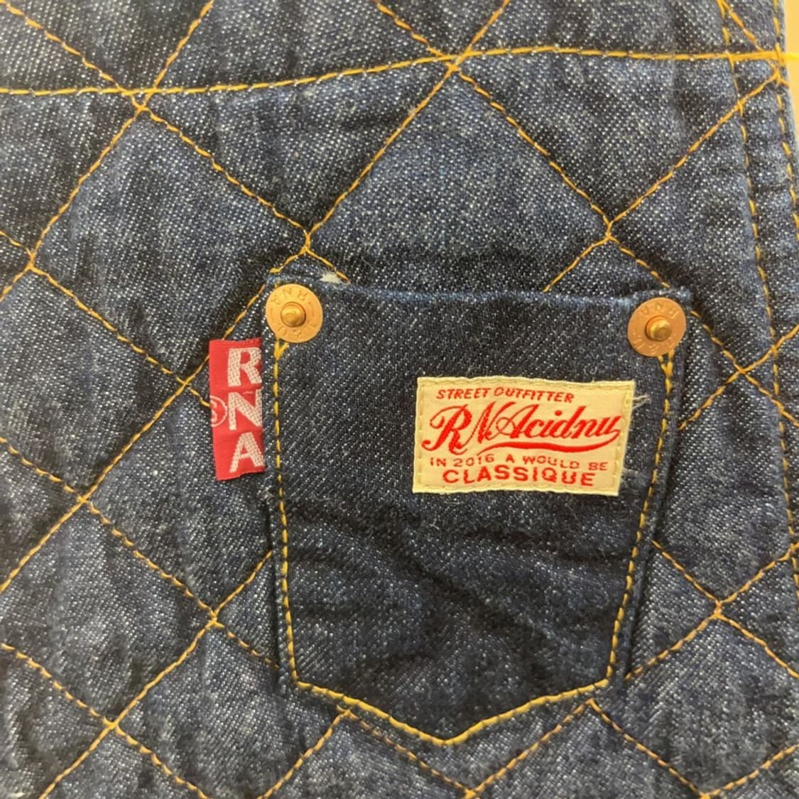 RNA 빈티지 레트로 키치 퀄팅 데님 멜빵 미니 원피스 M C08947 상품이미지5