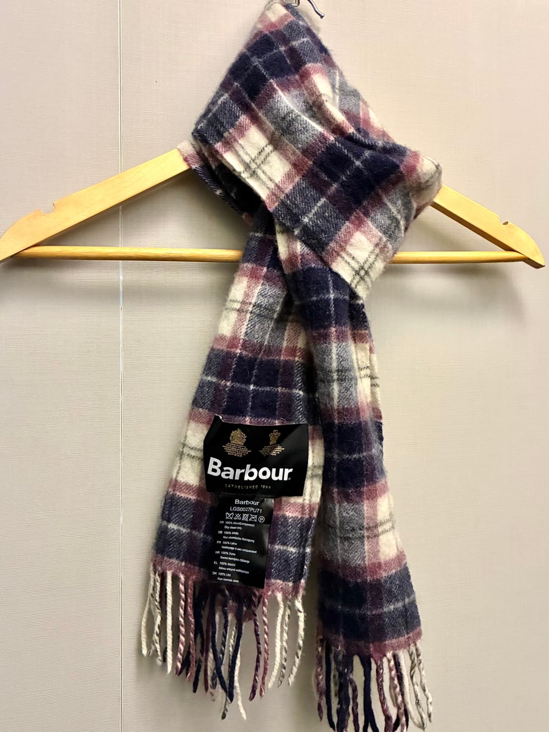 Barbour 바버 램스울 스트라이프 타탄체크 숏머플러 목도리 상품이미지7