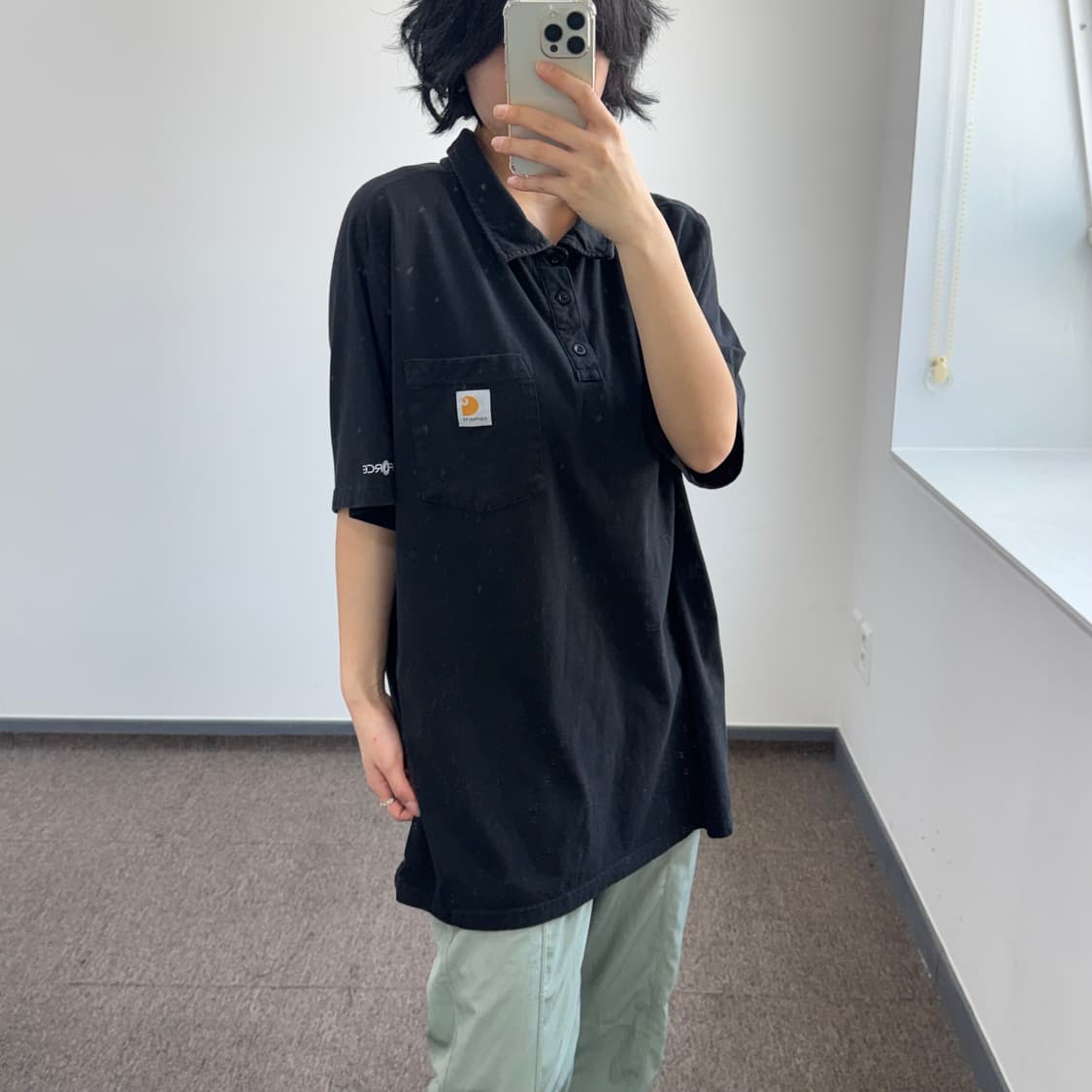 Carhartt 칼하트 원포켓 블랙 반팔 카라티 상품이미지2