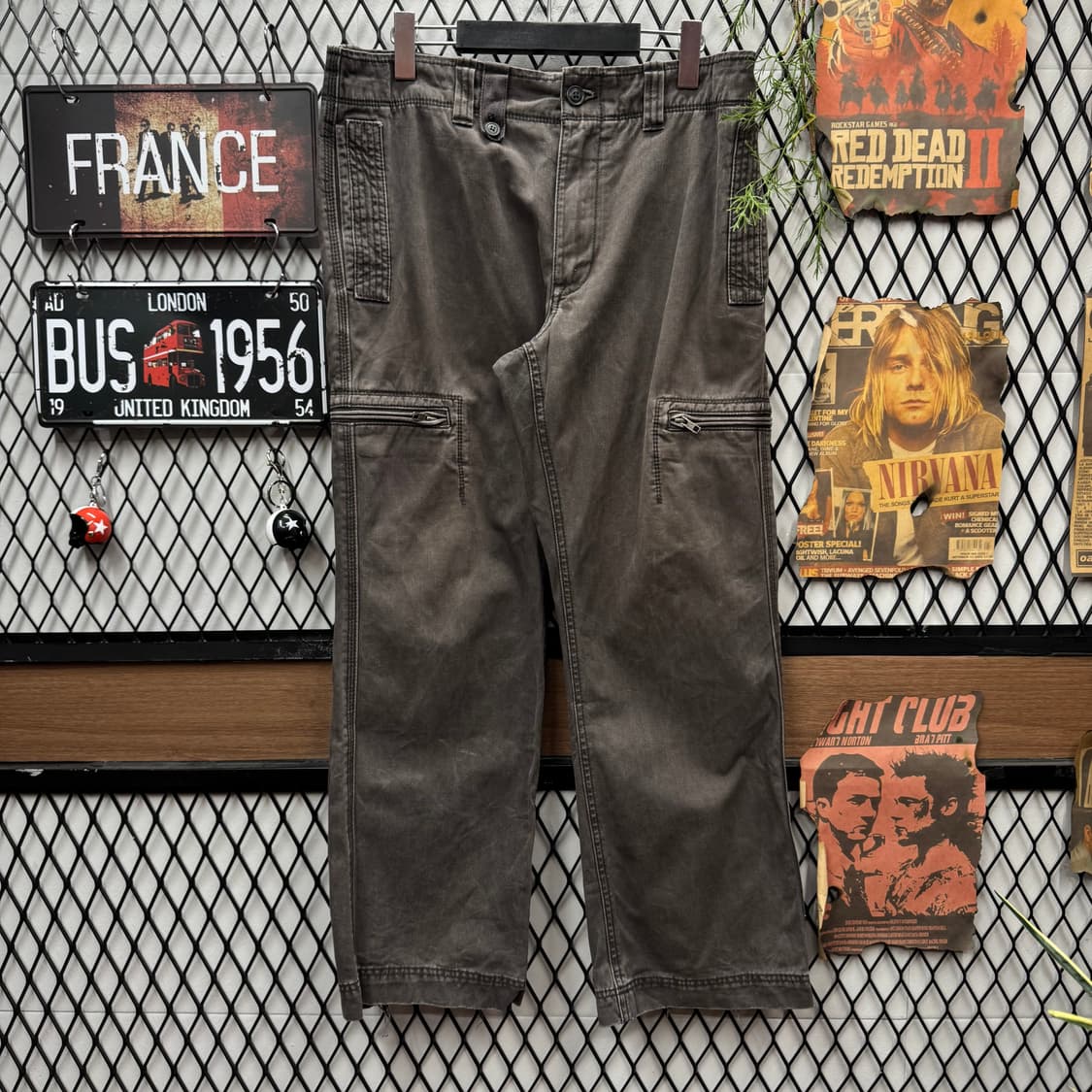 00s GAP 갭 피그먼트 워싱 카고 팬츠 포켓 지퍼 디테일 차콜 상품이미지1