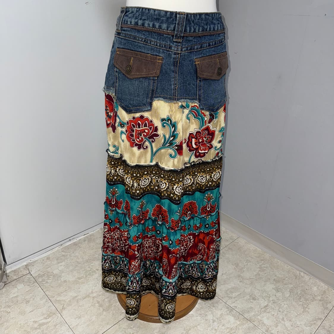오리엔탈 히피 패치워크 데님 스커트  상품이미지3