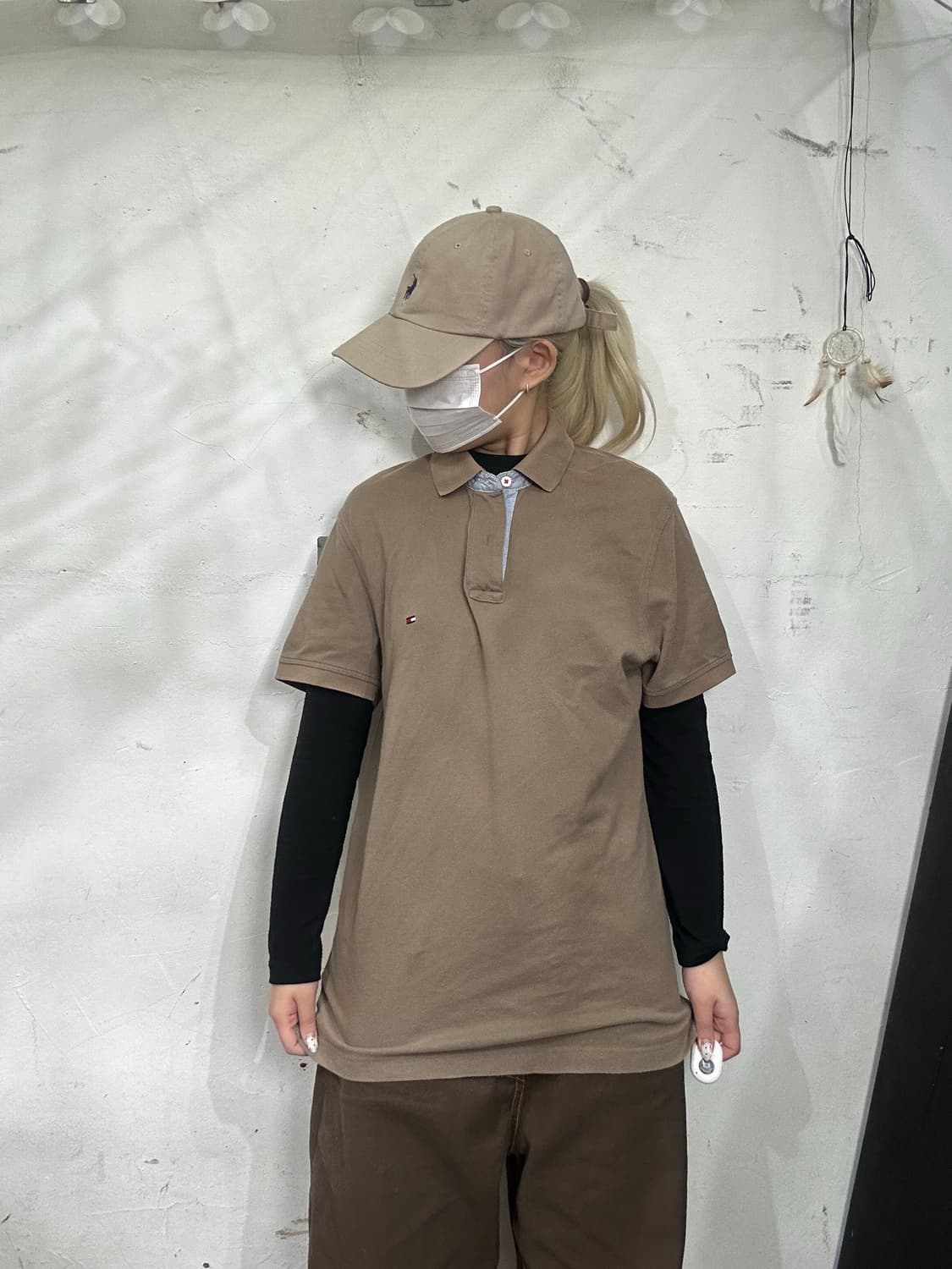 타미 힐피거 베이지 반팔 카라 티셔츠 M 상품이미지2