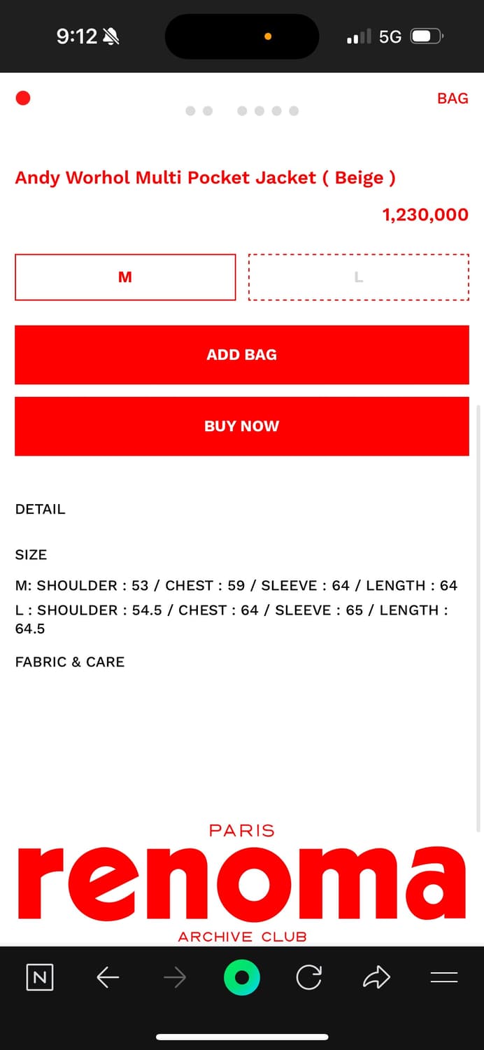 레노마 아카이브 앤디워홀 복각자켓 상품이미지8