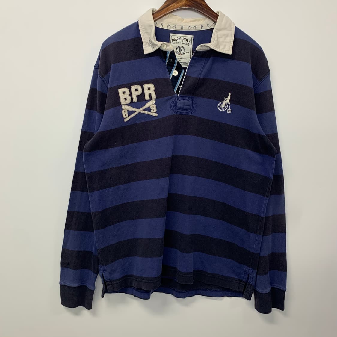 빈폴 자수로고 단가라 럭비 티셔츠 상품이미지2