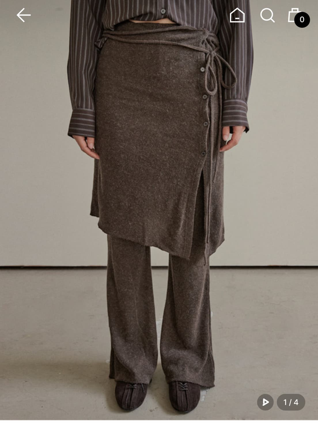 아우로 울 랩 팬츠 브라운 상품이미지1