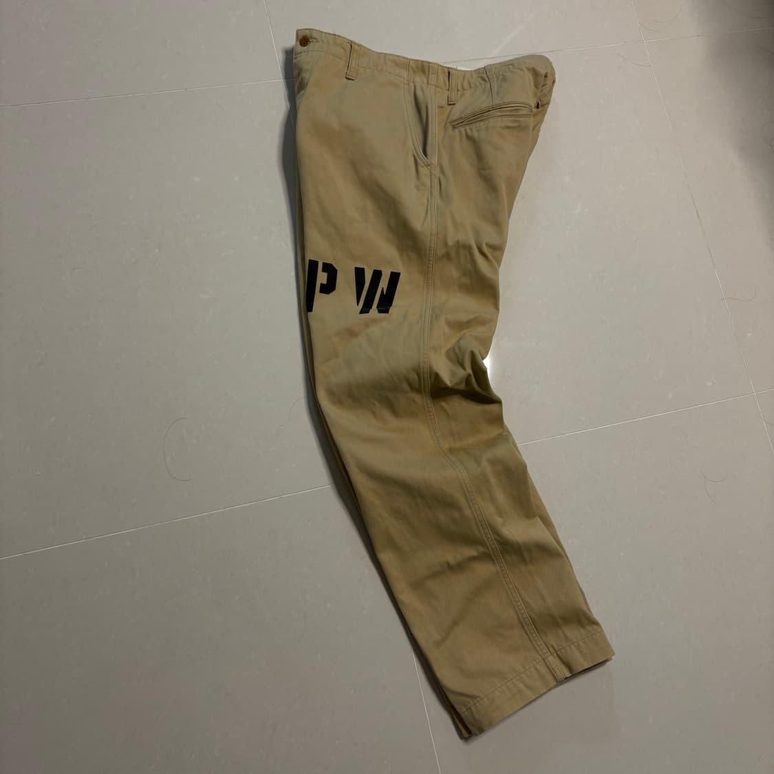 정품 아웃스탠딩 USN 치노팬츠 PW 트라우저 베이지 면바지 34인치 상품이미지5