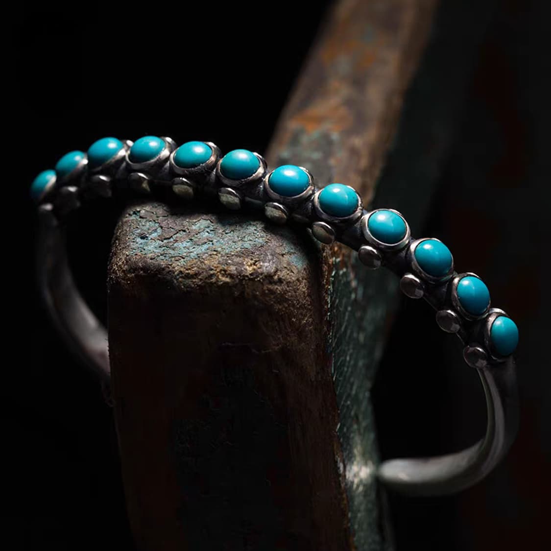 Oceanora 핸드메이드 S925 터키석 뱅글, 나바호 인디언 스타일 상품이미지5