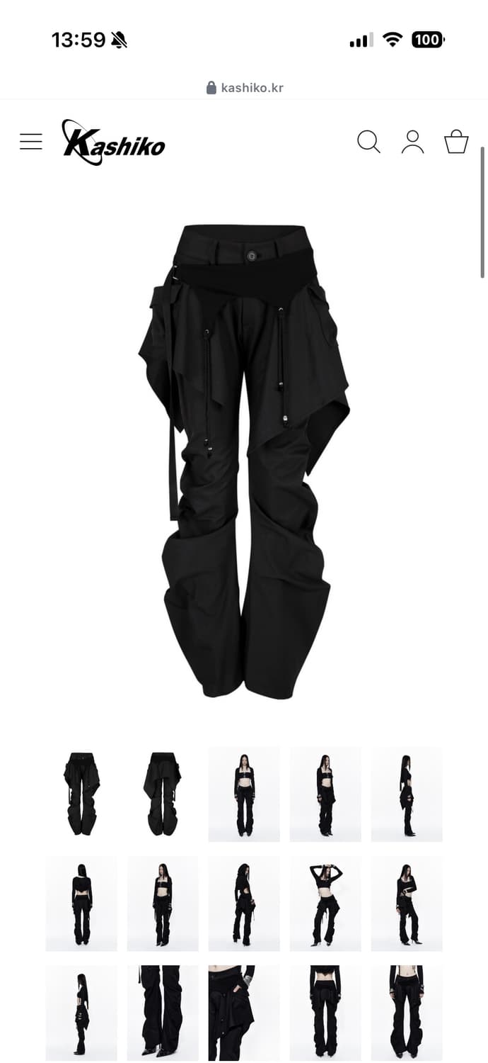 카시코 레이어드 스트랩 팬츠 블랙 상품이미지1