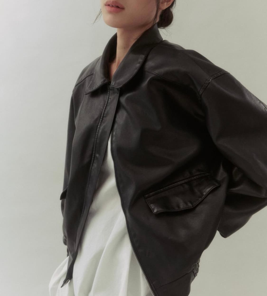 Unum 언유즈얼마켓 워싱 레더 블루종 점퍼 자켓 인오어 상품이미지3