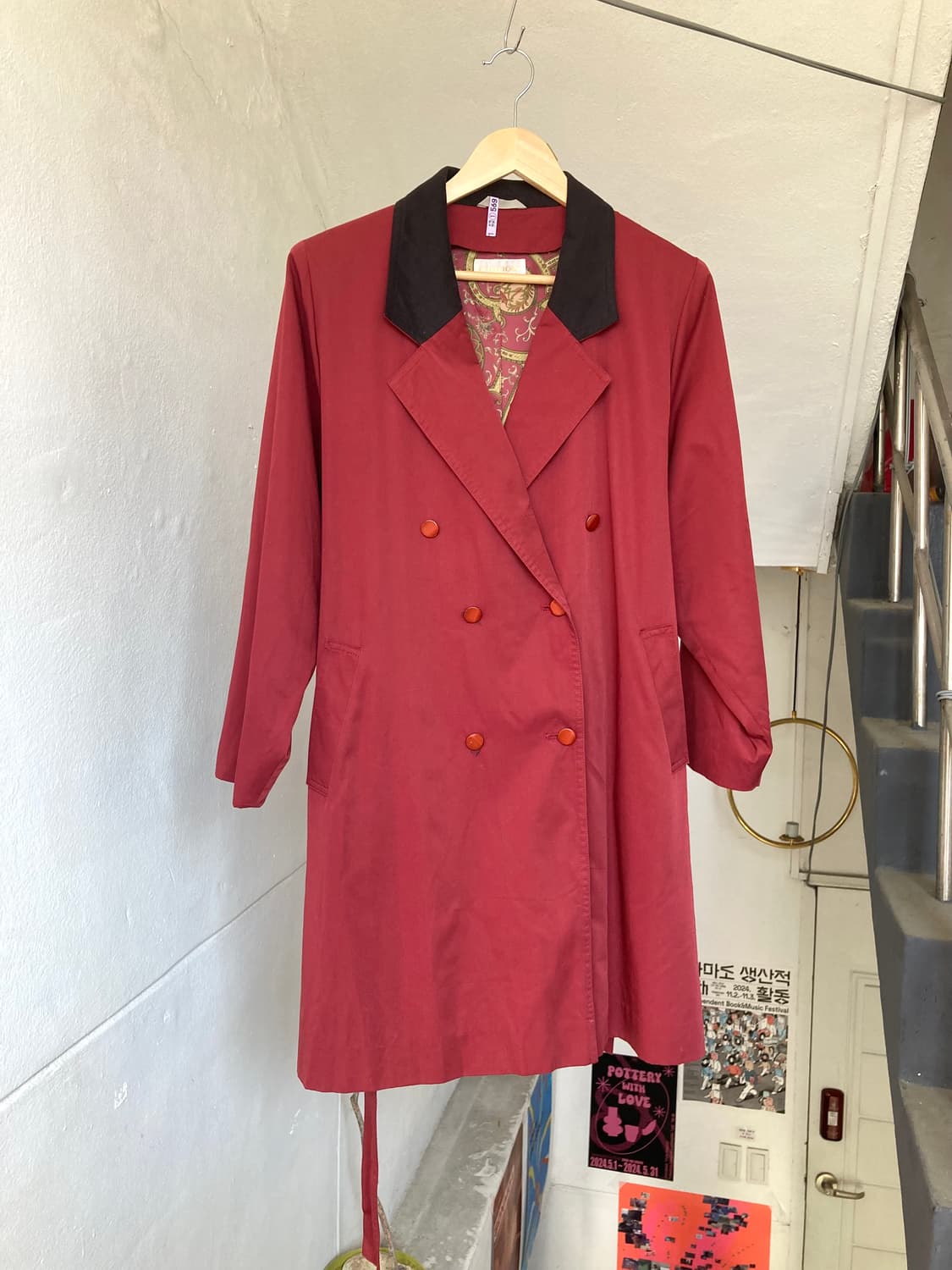 보들보들 버건디 트렌치 코트 상품이미지1