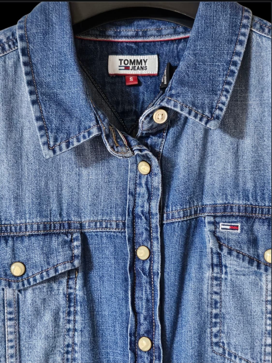 Tommy Jeans 블루 버튼 장식 벨티드 데님 미디원피스 S 상품이미지4