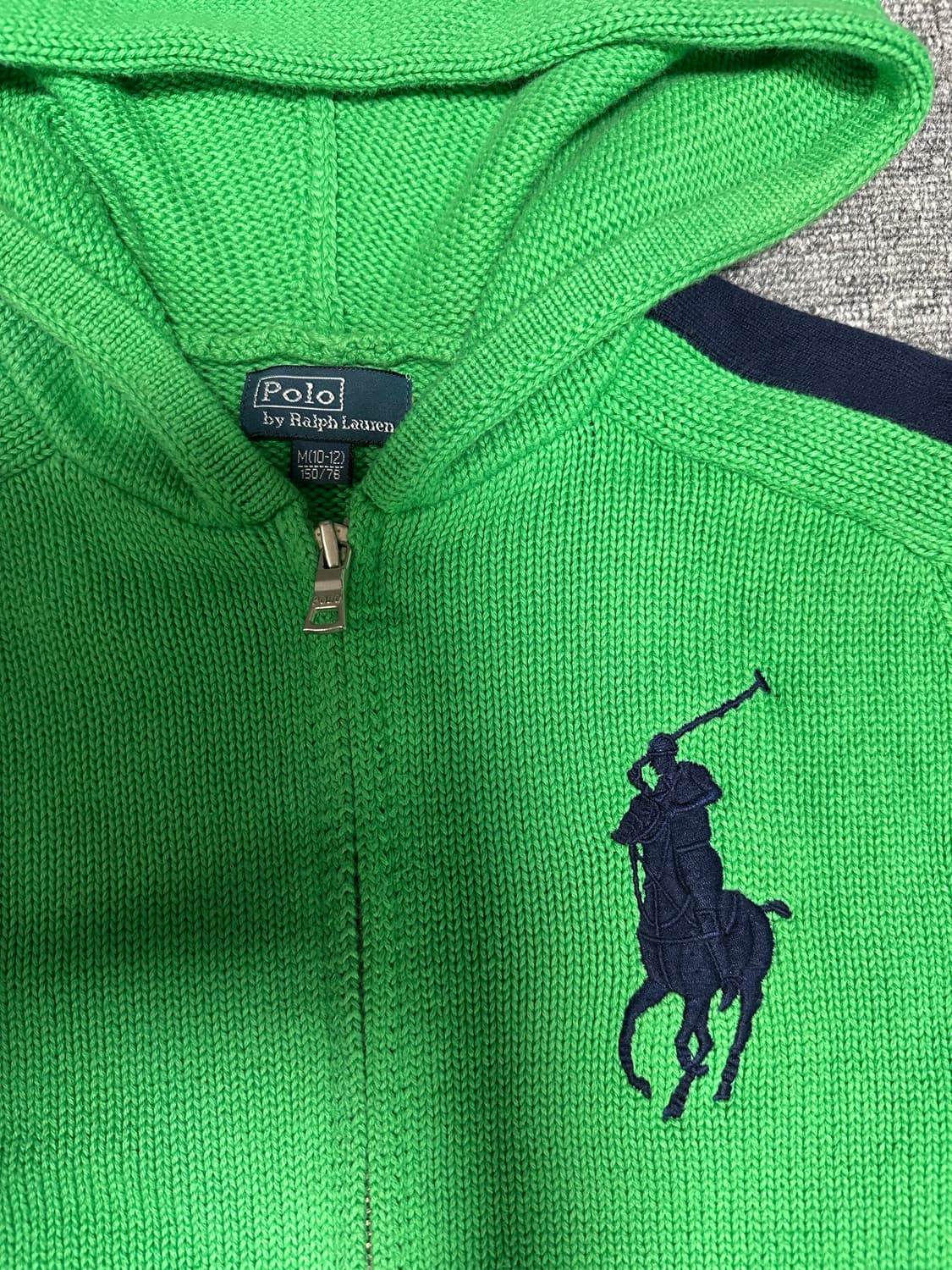 폴로 빅포니 니트 후드집업 그린 상품이미지2