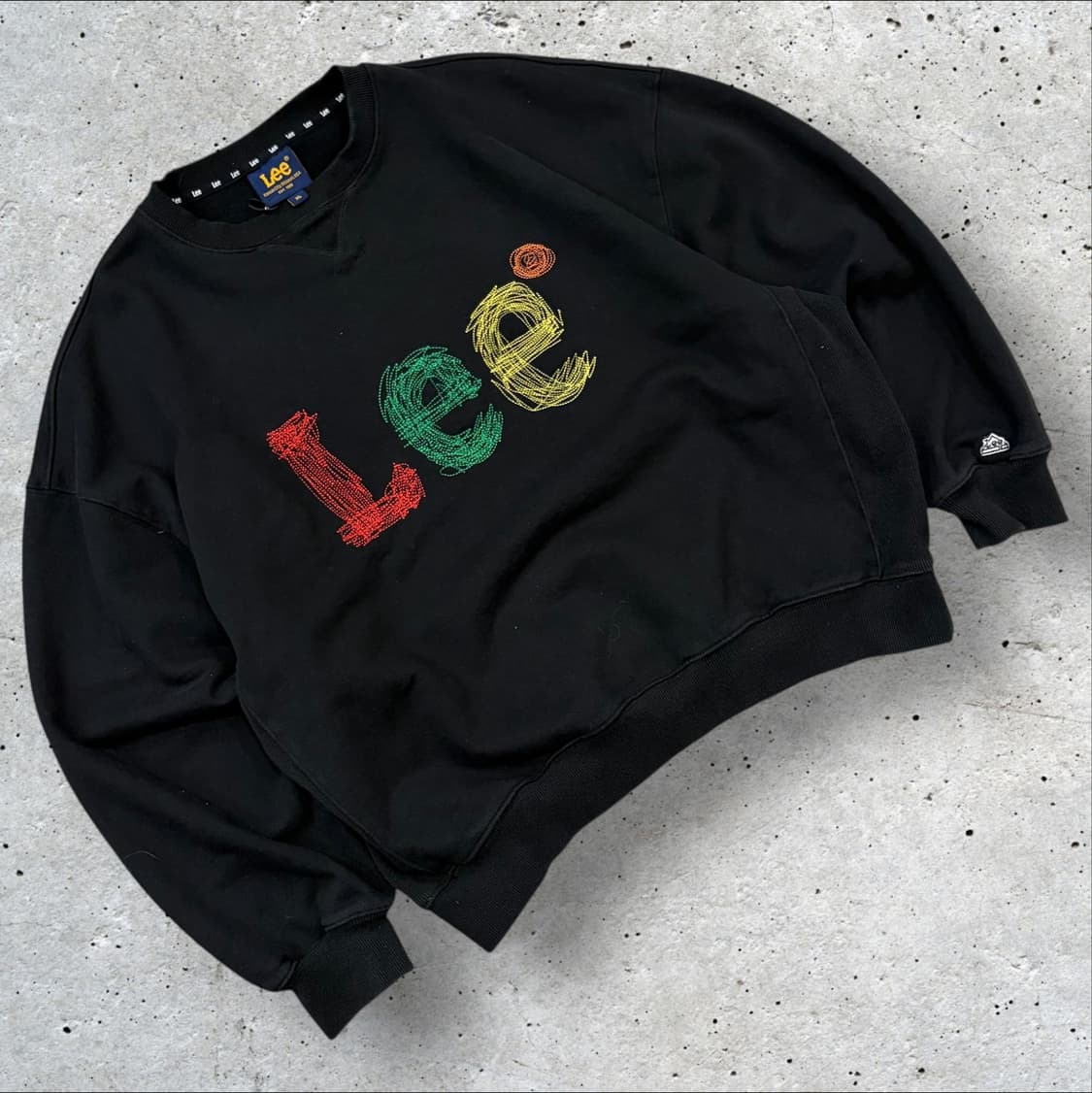 [XL] Lee 리 컬러 로고 맨투맨 블랙 B357 상품이미지1