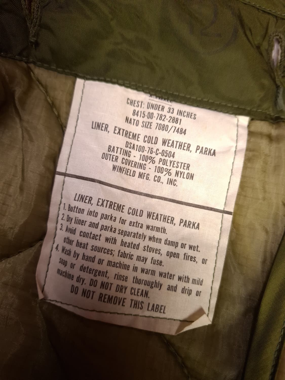 완전 새제품 오리지날 미군 M-65피쉬테일 개파카 엑스스몰 풀셋트 상품이미지4