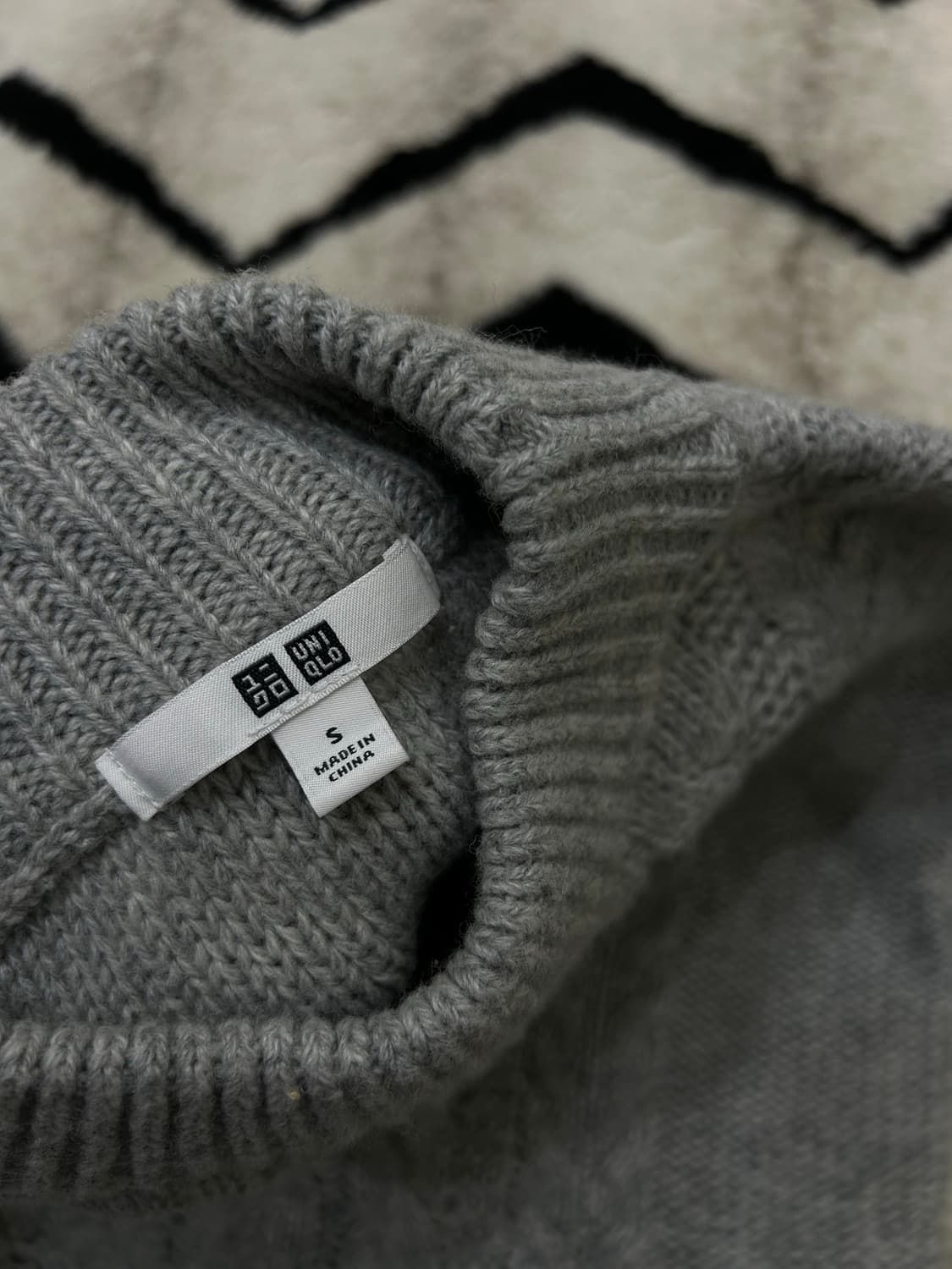 [S]유니클로 라운드 꽈배기 니트 원피스/그레이 상품이미지5