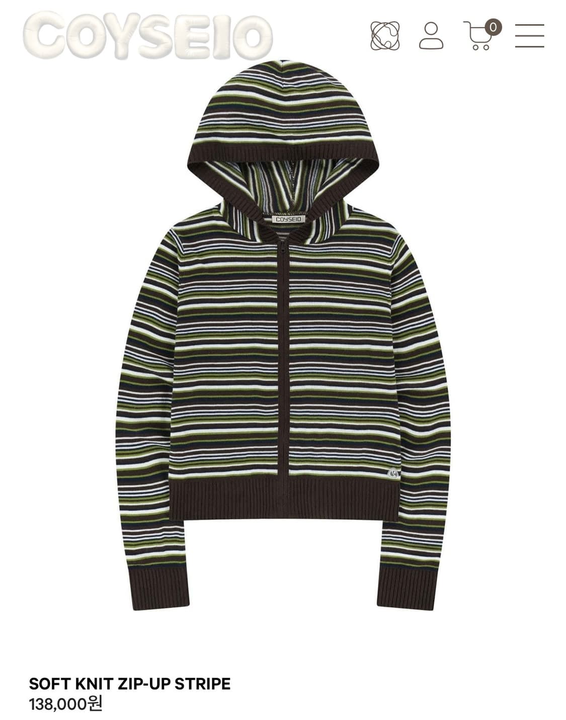 코이세이오 니트집업 SOFT KNIT ZIP-UP STRIPE 상품이미지1