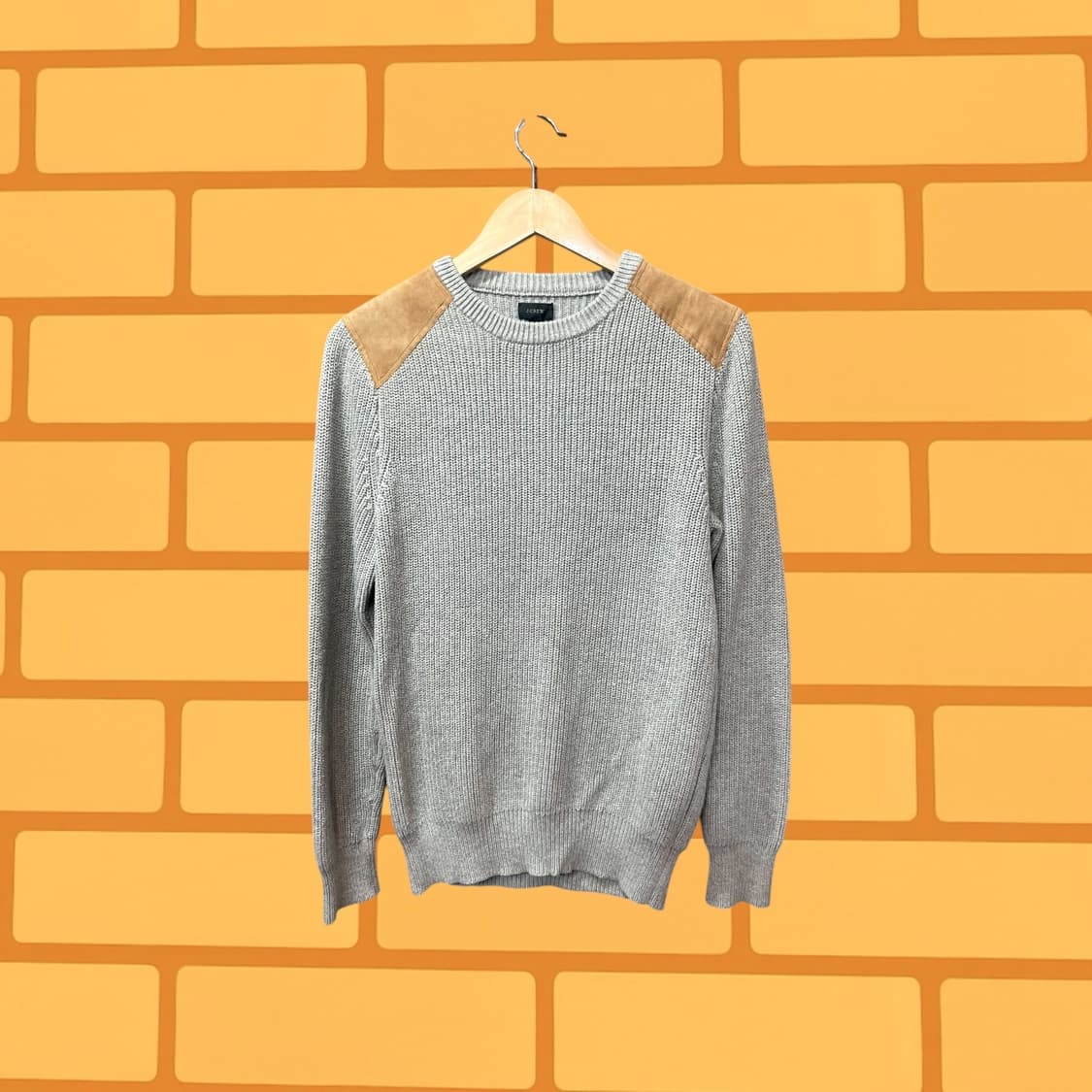제이크루 스웨이드 암패치 그레이 니트 (L) 상품이미지1