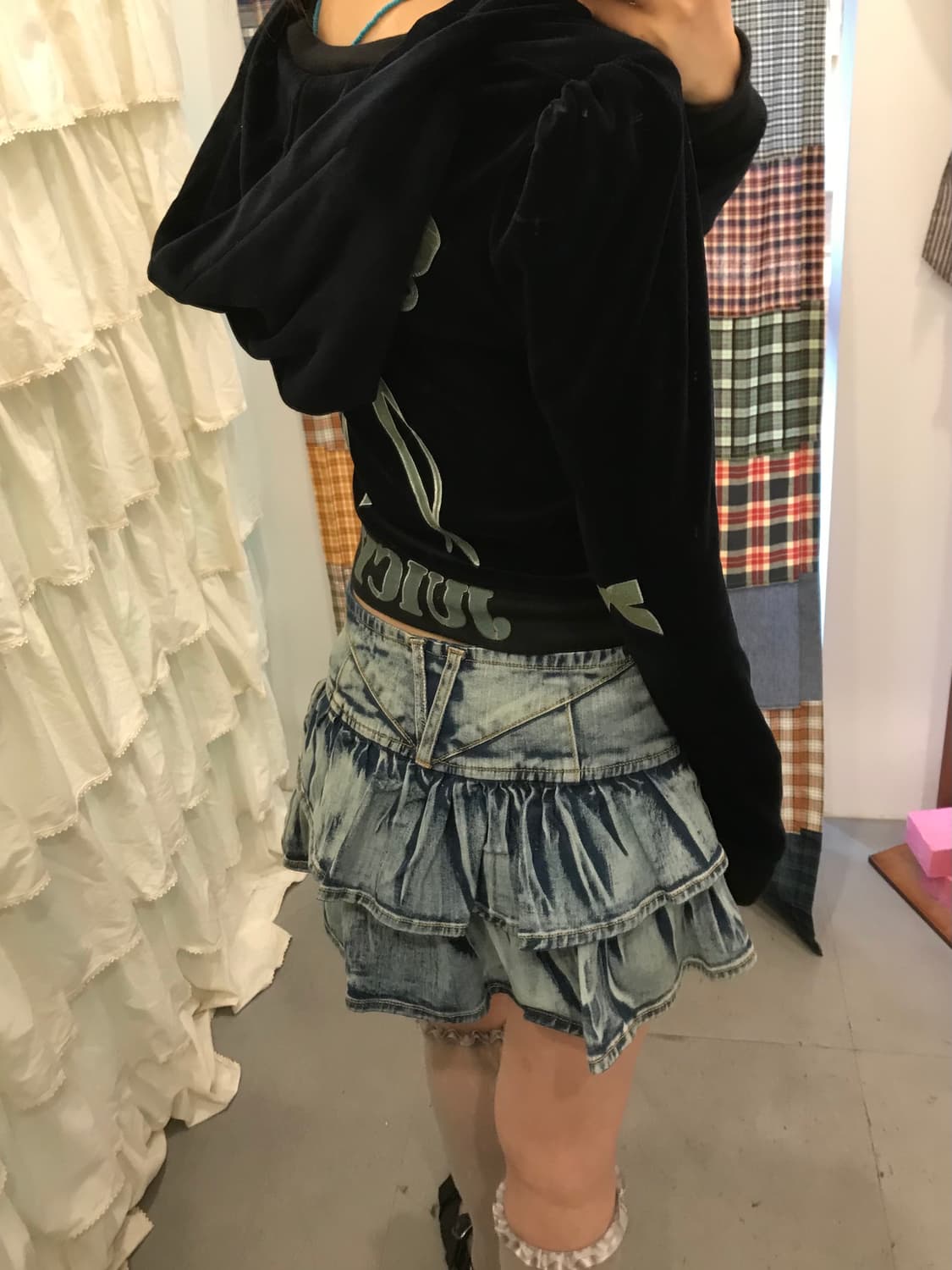 쥬시꾸띄르 블랙 리본 패턴 후드집업 상품이미지7