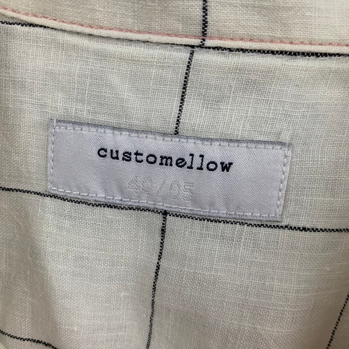 XL 커스텀멜로우 린넨 화이트 체크 셔츠 남방 상품이미지5