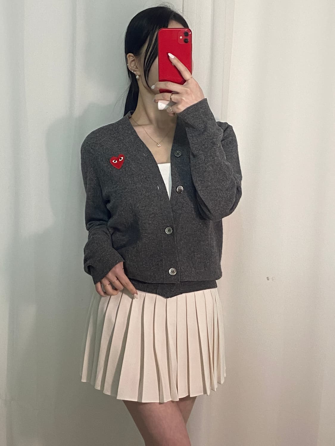 꼼데가르송 차콜 레드와펜 가디건 상품이미지1