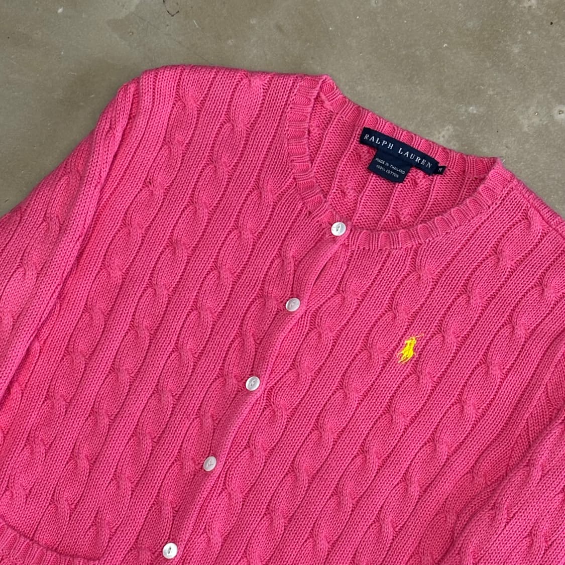 M 폴로랄프로렌 핑크 코튼 케이블 가디건 상품이미지1