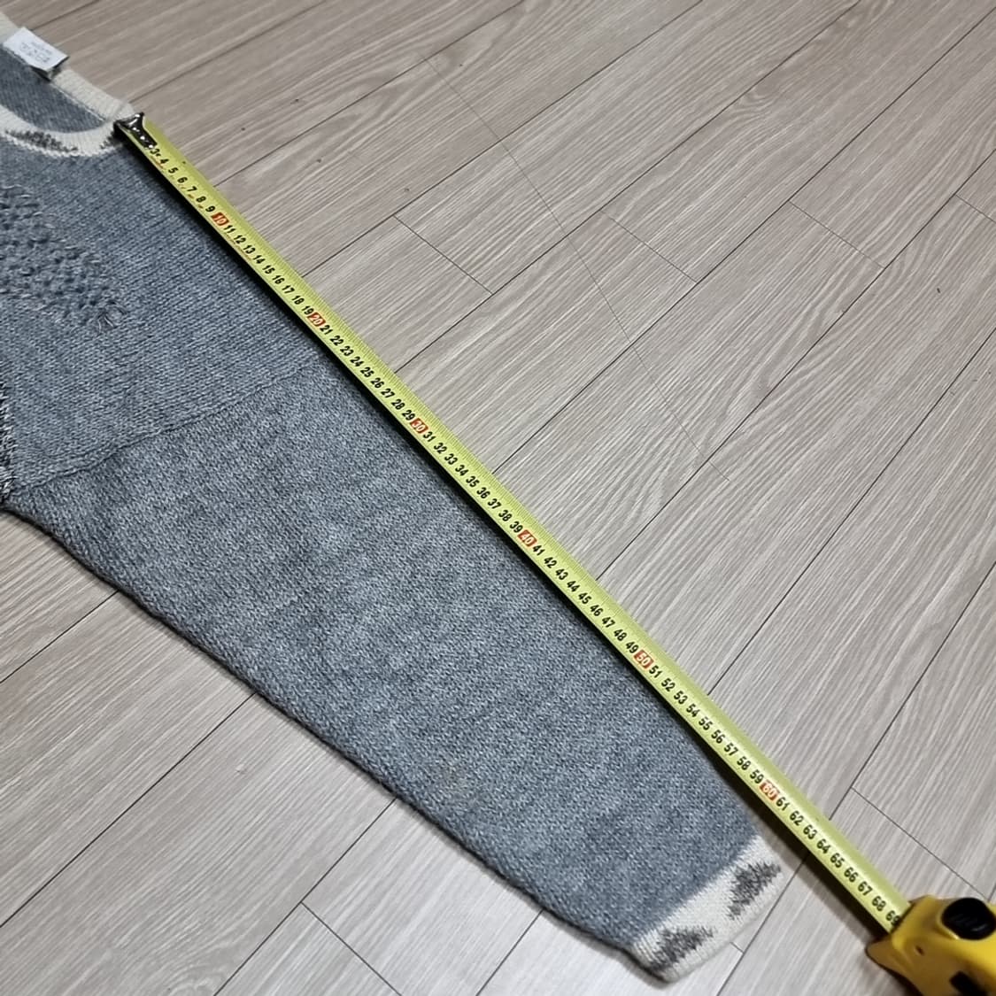 페루제Raffa 100프로 알파카 빈티지 패턴 니트 스웨터 그레이(실측) 상품이미지8