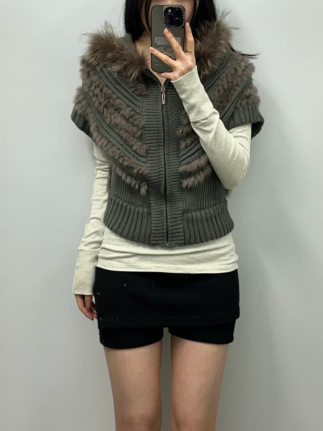 Vintage 빈티지 니트 퍼 조끼 상품이미지1