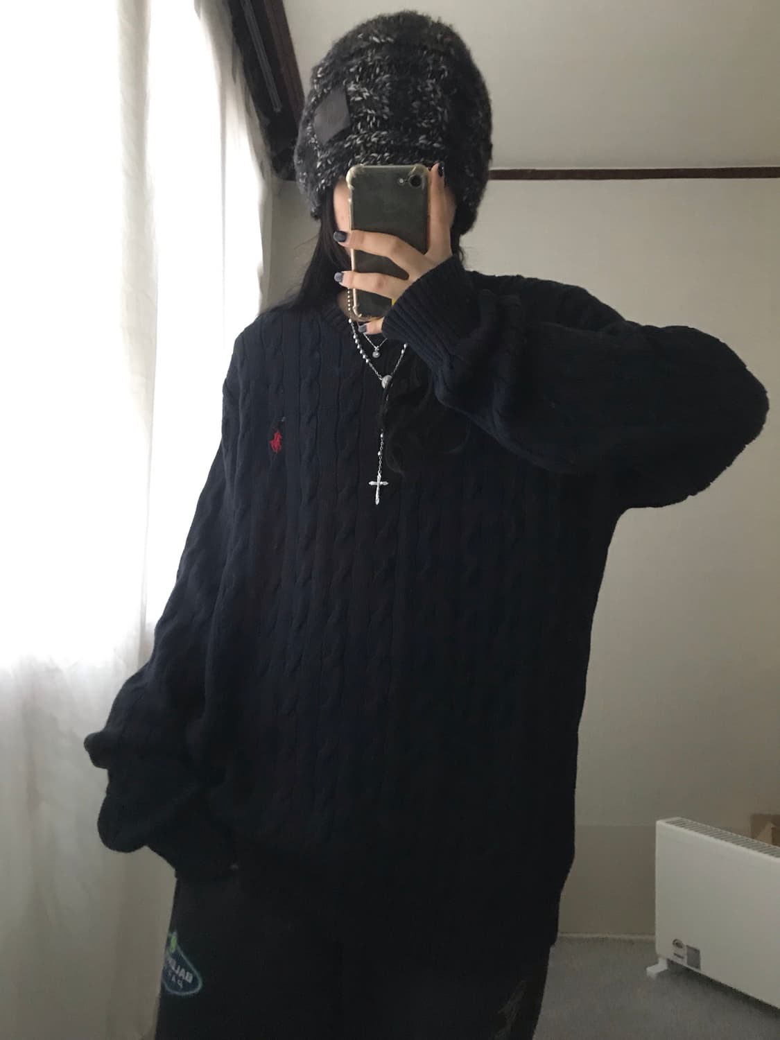 폴로 블랙 케이블 루즈핏 니트 상품이미지4