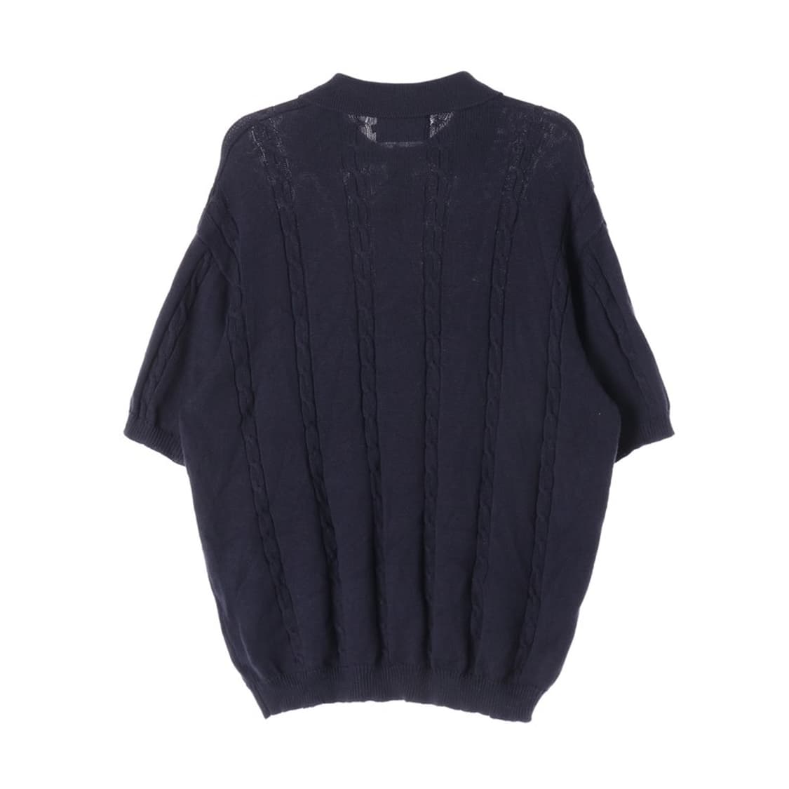 엑스톤즈 케이블 조직 카라 반팔 니트 네이비 M 상품이미지2