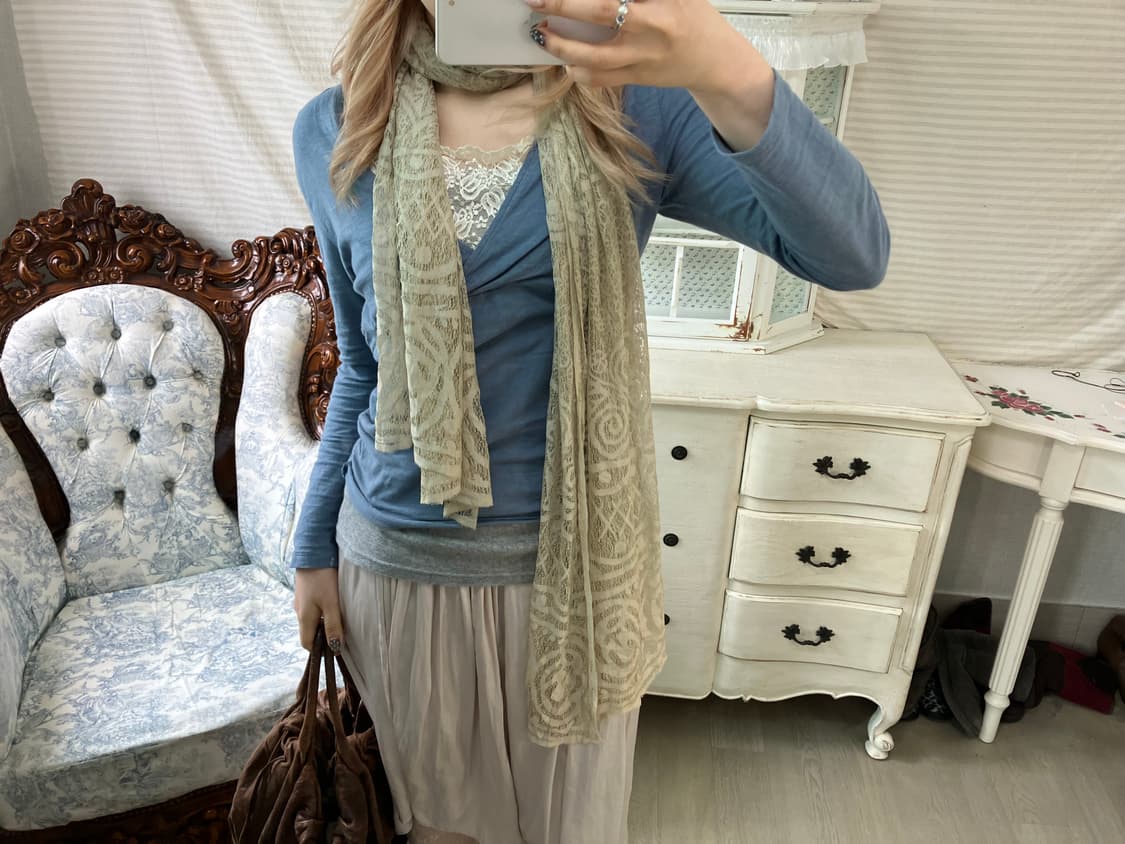 jpn vintage beige lace muffler 상품이미지5