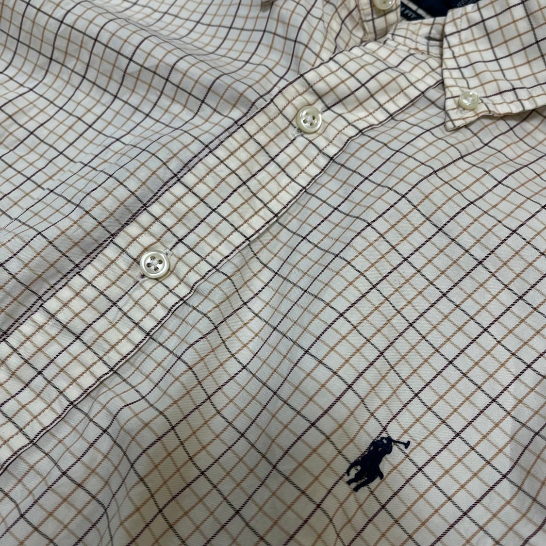 폴로 랄프로렌 버튼다운 베이지 체크 셔츠 XL/105 상품이미지4
