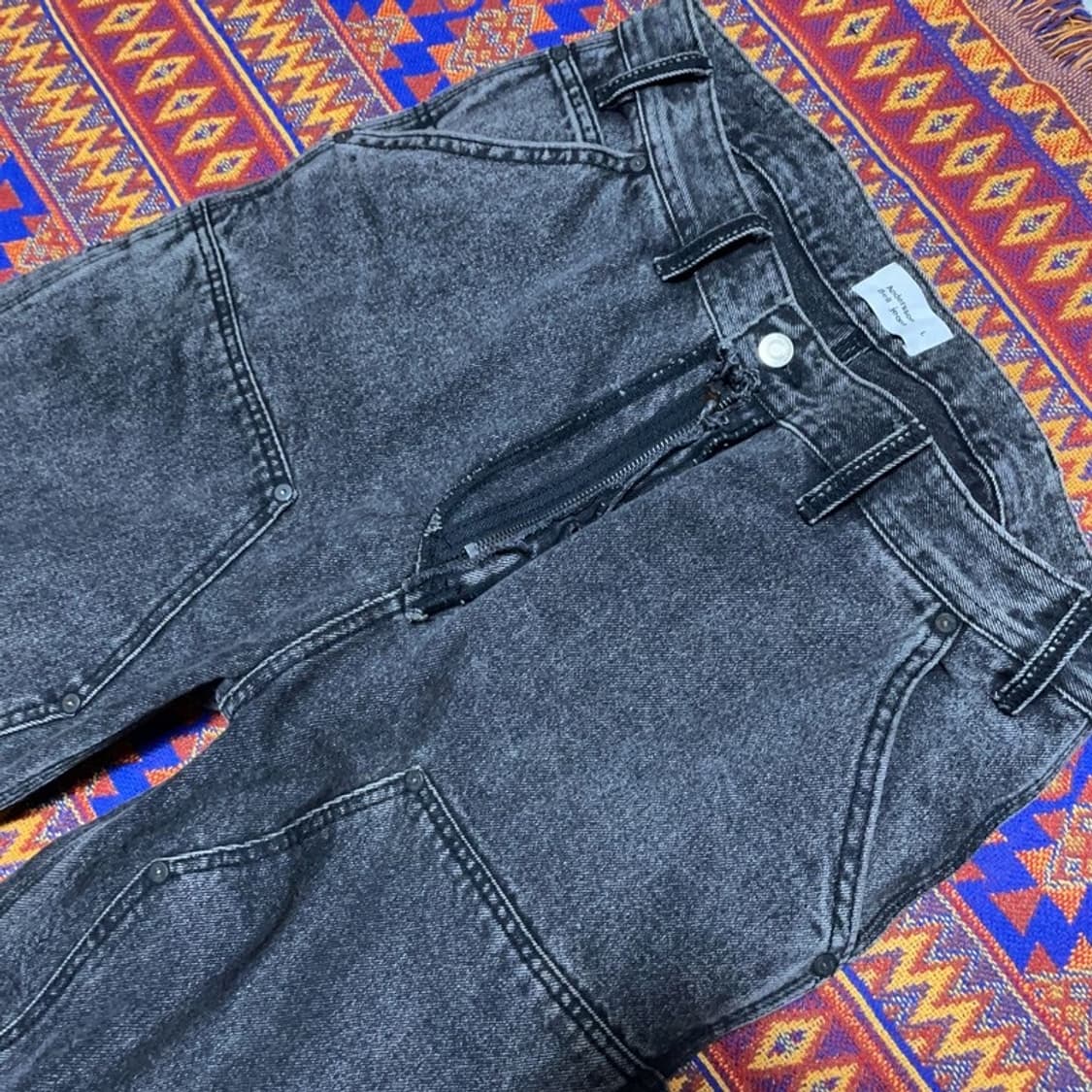 [33인치] 앤더슨벨 더블니 카펜터 흑청팬츠 상품이미지2