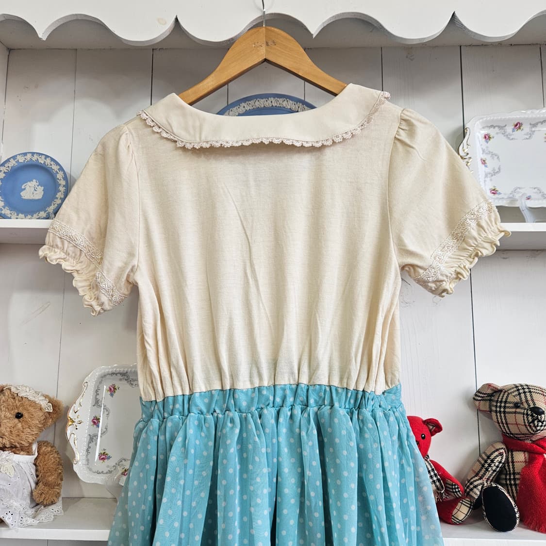 Axes Femme) 마카롱 하늘색 도트 레이스 상품이미지7