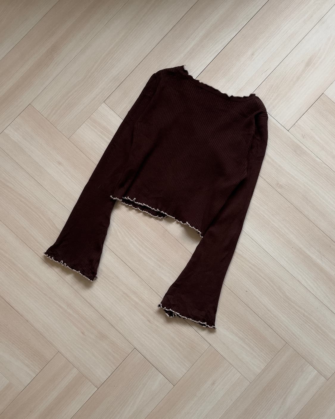 [Vintage] Ruffle Hem Cropped Knit Cardig 상품이미지5