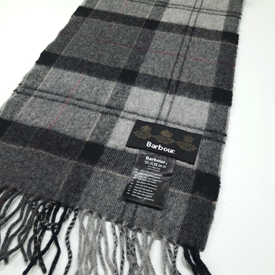 MX631 바버 00s 울캐시미어 타탄체크 그레이 머플러 목도리 상품이미지4