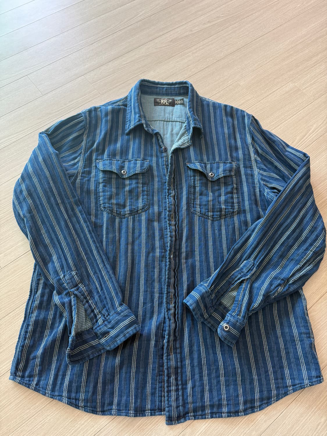 rrl 더블알엘 인디고 더플 페이스 셔츠 xl 상품이미지1